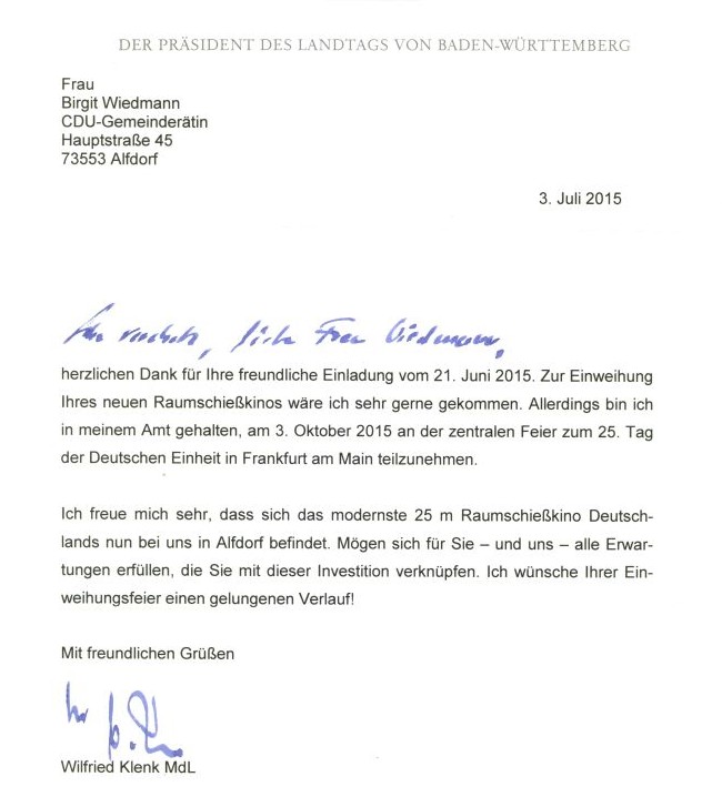 Gratulation zur Er&ouml;ffnung des Raumschie&szlig;kinos