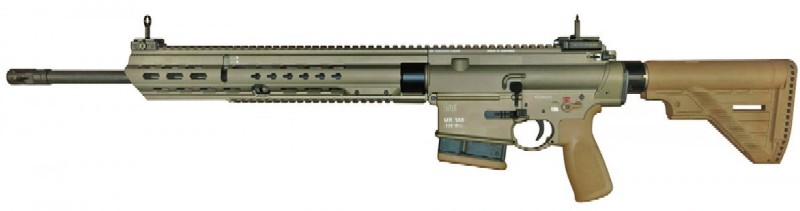 HK MR 308 A3 mit 20"-Lauf und langem SlimLine Handschutz in RAL 8000
