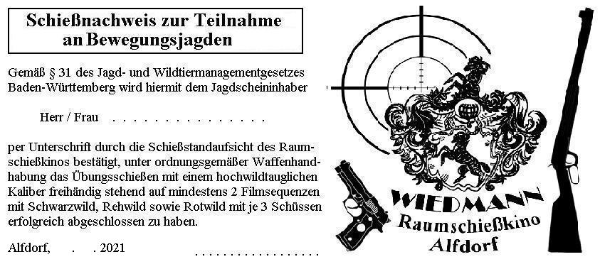 Schie&szlig;nachweis zur Teilnahme an Bewegungsjagden
